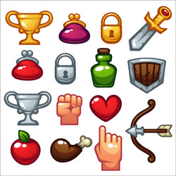 Mobile Game Icons & Objects vector image