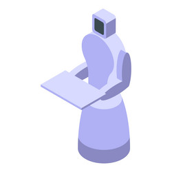 modern robot holding tablet with empty screen vector image