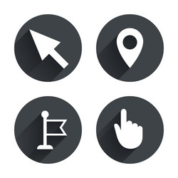 mouse cursor icon hand or flag pointer symbols vector image