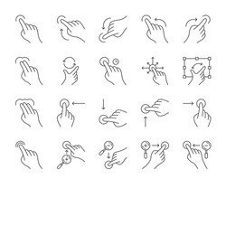 touchscreen gestures linear icons set vector