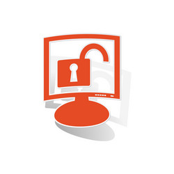 Unlocked monitor sticker orange vector