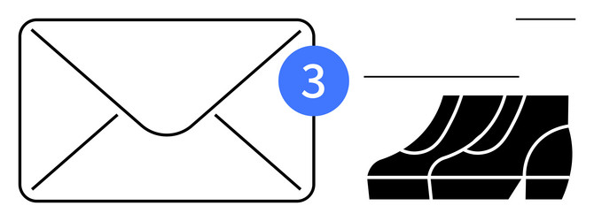 email notification with three unread messages vector image