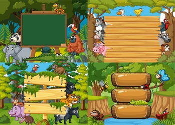 four background template with empty board vector image