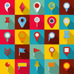 map pointer icons set flat style vector image