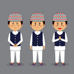 nepal character with various expression vector image