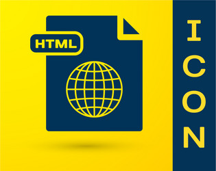 blue html file document download button icon vector image