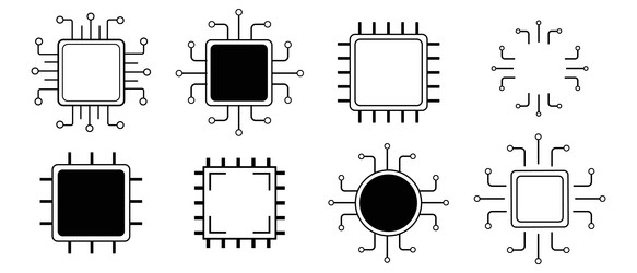 processor line icon microchip cpu technology vector image