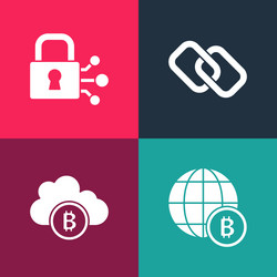 set pop art globe bitcoin cryptocurrency cloud vector image