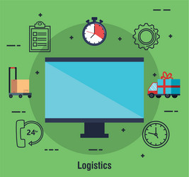 computer with app delivery service vector image