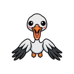 cute pelican bird cartoon flying vector