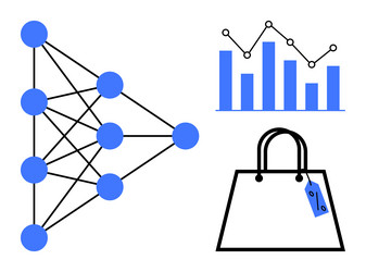 data analysis in e-commerce network connections vector image