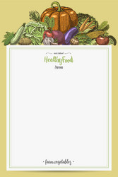 Fresh vegetables menu with space for text hand vector