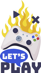 lets play logo joysticks gamepad with slogan text vector