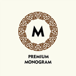 ornamental round monogram template for creating vector image