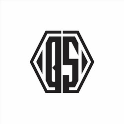 qs logo monogram with hexagon line rounded design vector image