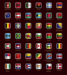 set of buttons with flags vector image