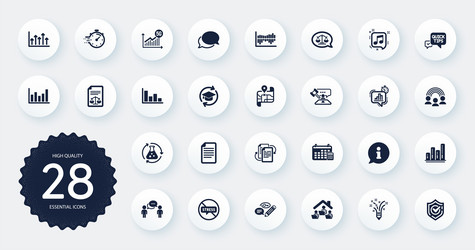 Set of education icons such as statistics timer vector