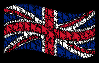waving uk flag pattern of mouse cursor items vector image