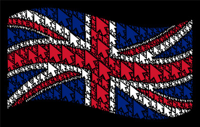 Waving uk flag pattern of mouse cursor items vector