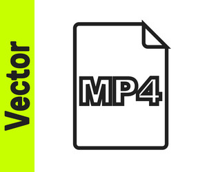 black line mp4 file document download button vector image