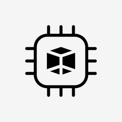 icon microchip processor gpu for rendering 3d vector image