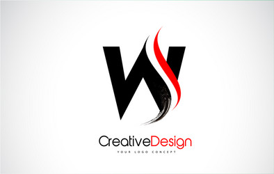 Brush stroke letter w logo design with artistic Vector Image