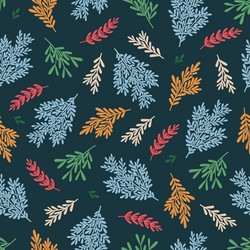 winter seamless pattern with twigs coniferous vector