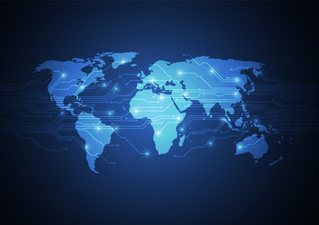 global network connection world map point vector image