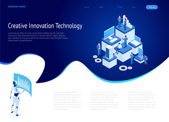 isometric expert team for data analysis business vector image