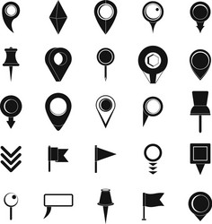 map pointer icons set simple style vector image