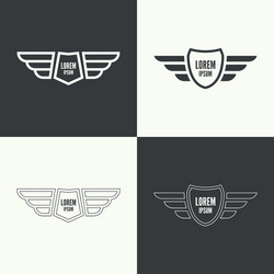 Winged Shield Emblem Vector Image