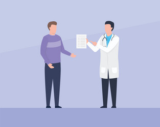 Doctor read medical report analysis to patients vector