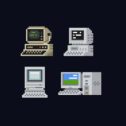 retro personal computers with terminal console vector image