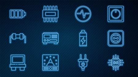set line processor with microcircuits cpu vector image