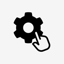 icon hand click setting gear button technology vector image