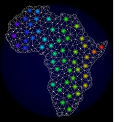 Polygonal network mesh map of africa with colorful vector