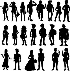 Silhouettes cartoon people vector