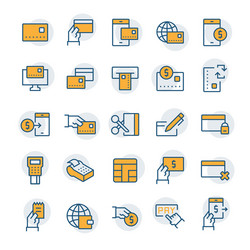 Simple icon set pay items in line style symbols vector