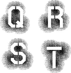 Stencil angular spray font letters q r s t vector