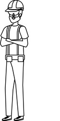 builder constructor with helmet and goggles vector image