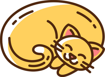 curled up ginger cat rgb color icon vector