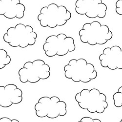 Seamless pattern with clouds coloring page vector