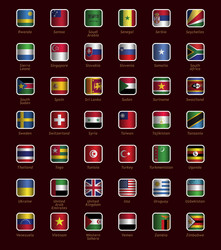 set of buttons with flags vector