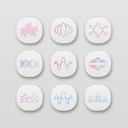 Sound and audio waves app icons set uiux user vector