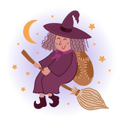 cute cartoon of witch befana vector