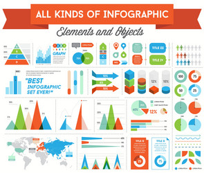 Infographics elements and objects big huge set all vector