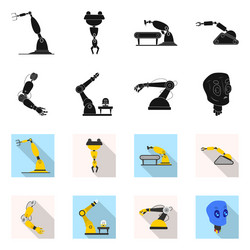 Isolated object of robot and factory icon set vector