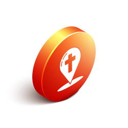 isometric map pointer with christian cross icon vector image