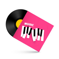 Lp vinyl record with music symbol on paper cover vector