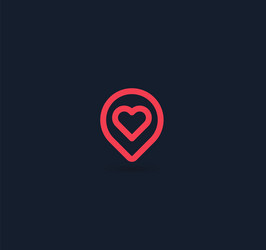 pin button with red heart linear icon map pointer vector